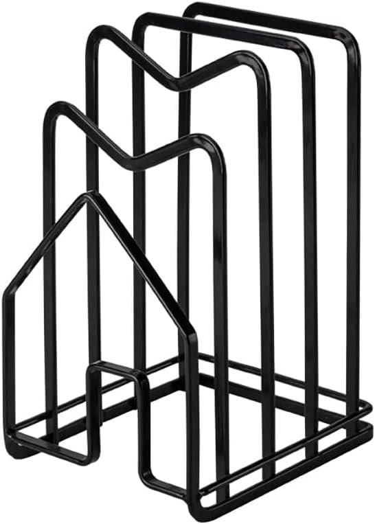 Poeland Kitchen Pantry Organizer Rack for Dinnerware, Bakeware, Cookware, Cutting Boards, Pan Lids (Black)