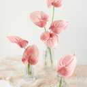 Ling's moment Artificial Anthurium Plants, 8pcs Shabby Blush Silk Filler Flower, Pink Faux Greenery Stems for DIY Wedding Bouquets Centerpieces Arrangements Bridal Shower Party Home Decorations
