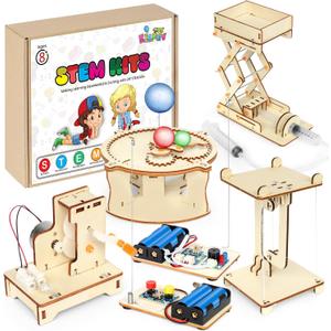 5 in 1 STEM Kits Projects for Kids, STEM Toys Crafts for Boys, Girls, Ages 8+, Science Building Toys Kits for Kids, 3D Wooden Puzzles, Birthday Gift for Boys Girls 8 9 10 11 12 Years Old