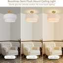 16.5'' Semi Flush Mount Ceiling Light, 3-Light Gold Ceiling Light Fixtures, Farmhouse Close to Ceiling Light with Linen Shade, Modern Drum Ceiling Light for Living Room/Hallway/Bedroom/Dining Room