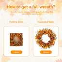 22" Fall Wreath for Front Door Pumpkin Artificial Wall Decor Autumn | Farmhouse Thanksgiving Fall Door Wreath Home Decor Porch Window Outdoor Indoor Door Fall Decorations Holiday Harvest Decor