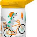 CamelBak Eddy+ Kids Bite Valve Straw Insulated Stainless Steel Water Bottle Biking Dogs, 12 Oz