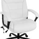 Big & Tall Office Chair 500lbs Capacity - Ergonomic High Back PU Leather Executive Massage Desk Chair with Wide Seat, Adjustable Lumbar Support & Armrests for Home Office Use, Beige