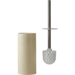 Ceramic Toilet Bowl Brush and Holder Set,Toilet Cleaning Scrub Brush,Heavy Duty Toilet Brush Quick Dry Bristles,Beige Holder Black Handle