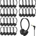Kids Headphones Bulk 60 Pack for School, Durable Wired Headphones for Kids & Adults (002 Black)