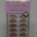 BTArtbox Press On Nails Short - 3D Gold Sculpting Almond Press On Nails with Glue for Women, Opaque Soft Gel Glue On Nails in 16 Sizes - 32 Stick On Nails Kit, Metalhead