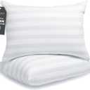 LAVANCE Pillows Queen Size Set of 2 Hotel Collection Pillows 3D Down Alternative Fiber Filling Soft Bed Pillows for Back, Stomach or Side Sleepers-1.2" White Striped, 20"x28"