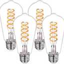 BORT Dimmable LED Edison Bulbs,2700K Warm White, 6W Equivalent to 60W Vintage Light Bulbs, Antique Flexible Spiral LED Filament Decorative Light Bulbs (St58 2700k 4pack)