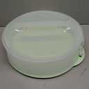 Round Cake Carrier Two Sided Cake Holder Serves as Five Section Serving Tray, Box Comes With Handle, Container Holds Pies (Green)