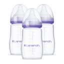 Lansinoh Anti-Colic Baby Bottles, BPA-Free Plastic, 8 Ounces, 3 Count, Medium Flow Nipples (Size M), Breastfeeding Bottle with NaturalWave Design, Baby Essentials