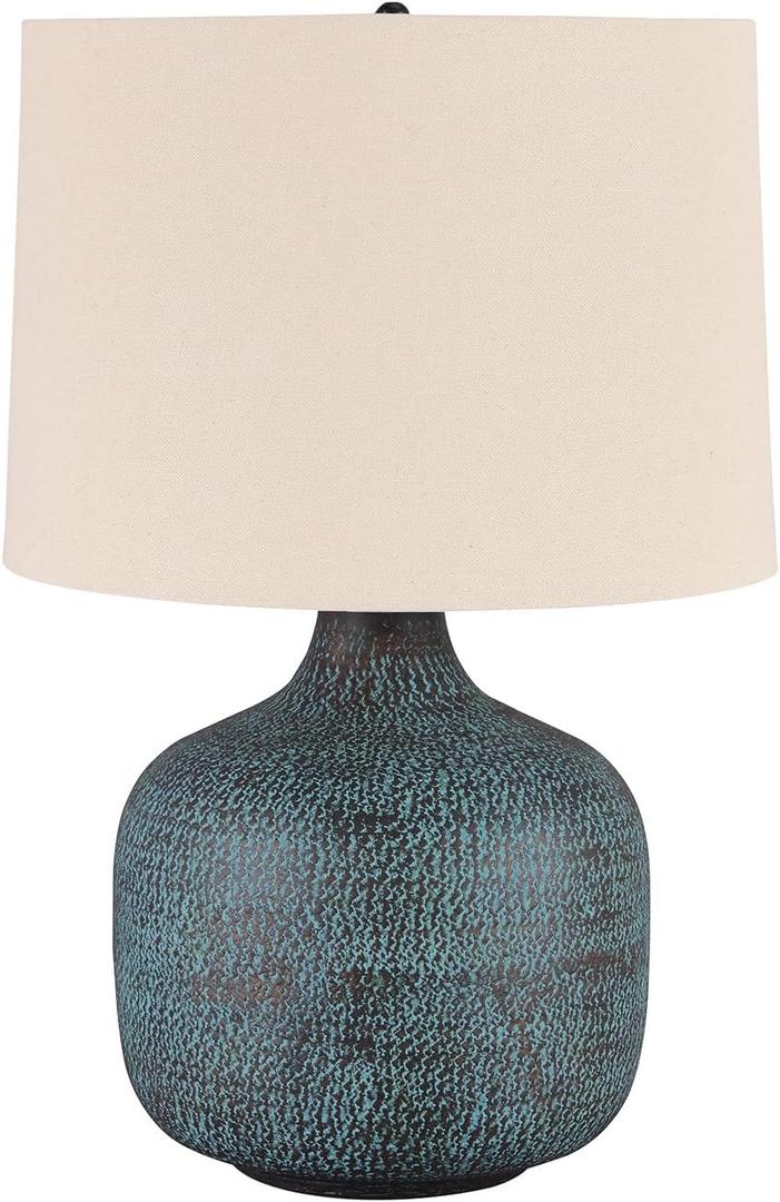 Signature Design by Ashley Malthace 24.5" Metal Accent Table Lamp, Beige, Copper, Blue & Bronze