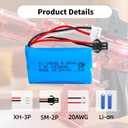 2 pcs 7.4V 1200mAh 5C Li-on Battery SM-2P Plug for Airsoft Gun Water Ball Gun Battery Gel Blaster