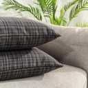 Kevin Textile Pack of 2 Decorative Outdoor Waterproof Pillow Covers Garden Cushion Sham Throw Pillowcase Shell for Patio Tent Couch 12x20 Inch Black
