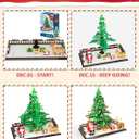 Christmas Tree Building Blocks, Christmas Decorations Set with Santa Claus & Reindeer, Creative Tabletop Decor Xmas Gifts Toys for Kids Adults Teen Boys & Girls