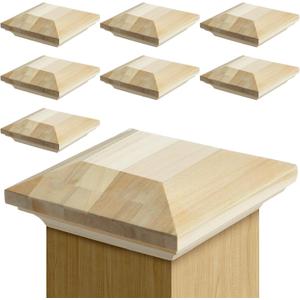 Sasylvia 8 Pcs 3.5" x 3.5" Wood Newel Post Cap Fence Post Cap for Topper Top Resistant Decking Caps for Indoor Outdoor Fences Decks and Mailboxes Cover
