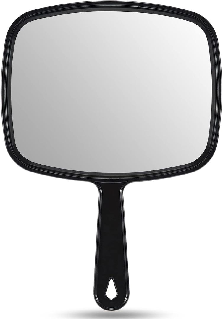 OMIRO 9.3" L x 6.6" W Hand Mirror, All Black Handheld Mirror with Handle