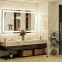 BEAUTYPEAK 30-in W x 55.0-in H Rectangle White Polished Frameless Lighted Wall Mirror