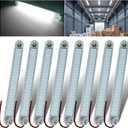 12V Led Interior Light Bar 8 Packs 72Led 6500K White with ON/Off Switch 11Inch 12V 24V for Enclosed Cargo Trailer RV Van Truck Lorry Camper Caravan Motorhome (8Pcs)