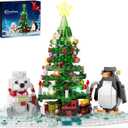 Christmas Tree - Building Toys for Kids, Boys & Girls, Ages 6+, Christmas Tree Buildings Compatible with Lego,with Polar Bear &Penguin Set, Cute Decorative Ornaments for Christmas (802 PCS)