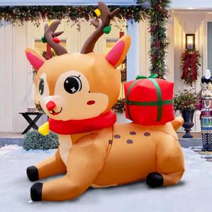 Gardwin 6FT High Christmas Elk Inflatables Outdoor Decoration, Christmas Outdoor Decoration Blow up Yard Decorations with Built-in LEDs for Indoor Garden Lawn Party Decor