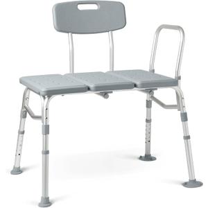 Medline Transfer Bench for Bathtubs and Showers, Adjustable Shower Bench and Bath Seat For Seniors and adults, Slip-resistant Feet, Heavy-Duty 400 lb. Weight Capacity, Tool-Free Assembly (1 Count (Pack of 1))