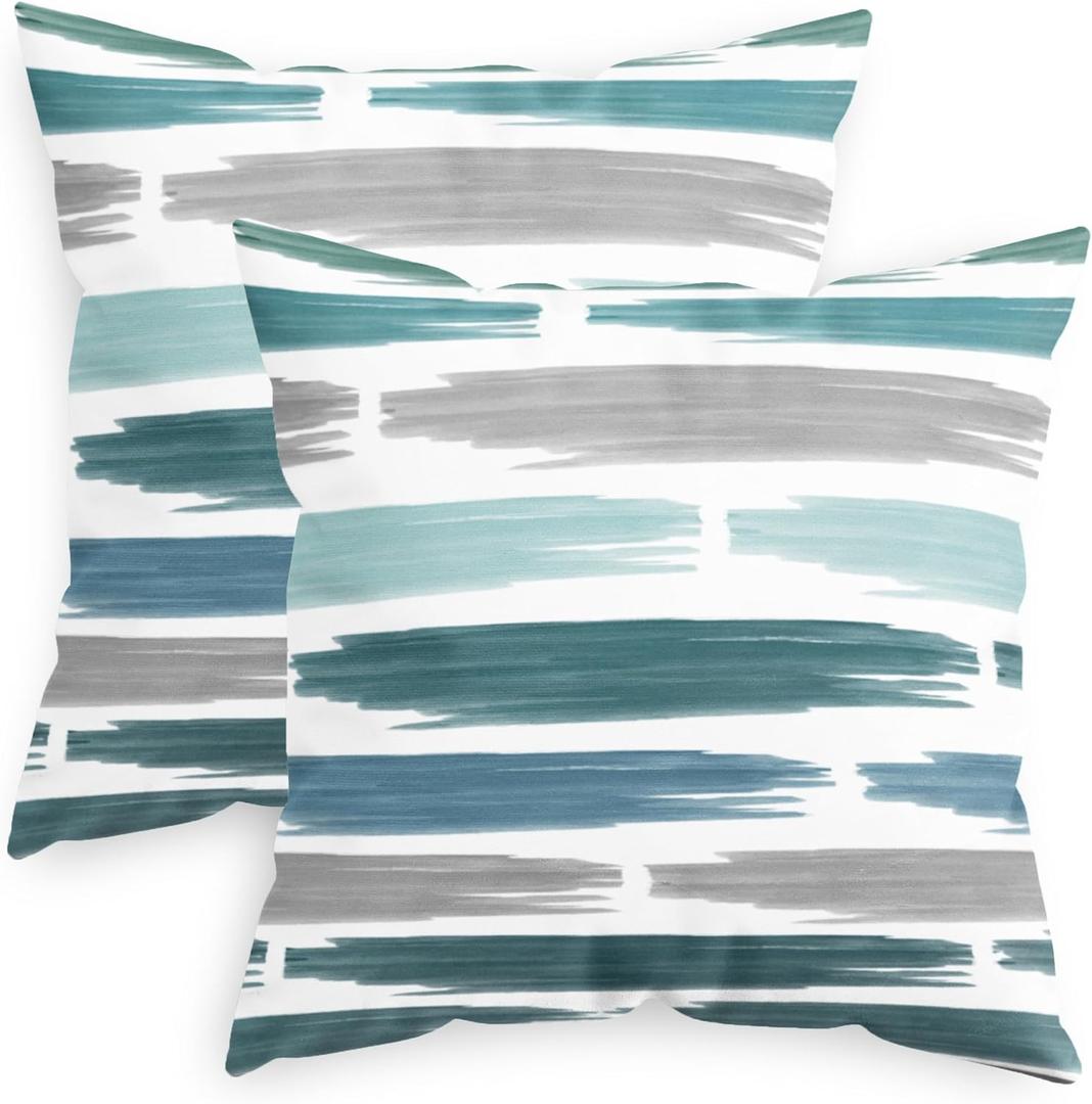CaliTime Throw Pillow Cases Pack of 2 Cozy Fleece Abstract Geometric Texture Decorative Cushion Covers for Couch Bed Sofa Farmhouse Decoration 18 X 18 Inches Teal