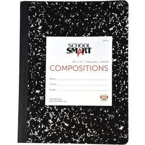 School Smart Hard Cover Composition Book, Unruled, 9-3/4 x 7-1/2 Inches, 100 sheets