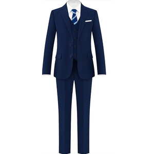 AmazingSea Boys Formal Suits Set, from Toddlers to Teen, Adjustable Waist, with Suspenders, Size: 4T, Blue