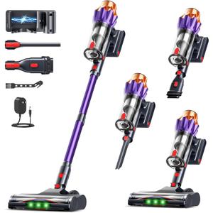 Cordless Vacuum Cleaner for Home, 600W/50KPa Powerful Suction, 60Mins Self-Standing Stick Vacuum with Anti-Tangle Brush & LED Display, Lightweight Handheld Vacuum for Pet Hair, Carpets & Hard Floors