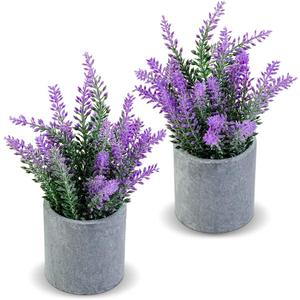 CADNLY Artificial Lavender Plant in Pots - Faux Lavender Flowers Decor  Fake Flowers Purple Decor Plant Potted Bathroom Bedroom Kitchen Farmhouse Home 2 Pack