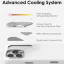 Aulumu A16 Vegan Leather Cooling iPhone 16 Pro Max Case | Updated Camera Control | with Cooling Fins | Luxury Comfort | Compatible with MagSafe | Complete Wrap-Around - Touch White