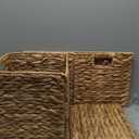 Water Hyacinth Storage Baskets 11x11x11 Inch Wicker Storage Cubes Set of 2Baskets,Handwoven Foldable Wicker Cubes with Sturdy Handles, Rustic Laundry Organizer for Bedroom Shelves, Kitchen, Bathroom