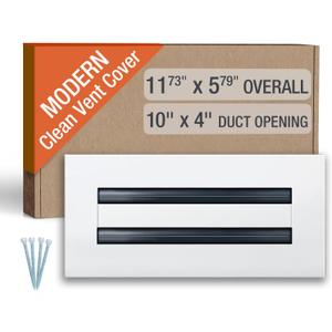 FA-STAR Clean Modern AC Vent Cover 10 x 4 (Duct Opening Cutout) - Decorative White Air Vent - Standard Linear Slot Diffuser - Register Grille for Ceiling, Walls & Floors - All Aluminium