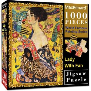 MaxRenard Game Jigsaw Puzzle 1000 Pieces and Up Fine Art Collection Toy Klimt Lady with Fan (A009)