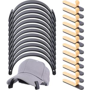 12 PCS Hat Brim Bender  Adjustable Baseball Cap Curving Band with Adhesive Pads  Durable ABS Plastic Hat Shaper for Perfect Brim Curve (Black)