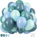 Dusty Blue and Green Balloons, 60Pcs Aqua Blue Pastel Green Latex Balloon, 12 Inch Balloon Set for Boho Baby Bridal Shower Wedding Jungle Safari Woodland Neutral Birthday Party Decorations