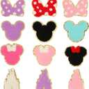 12 Pcs Chenille Mouse Patches, DREMISI Cute Mouse Bows Castle Embroidered Patches Kids Iron on Knee Patches Gold Trimmed Iron on Patch Mouse Decorative Patches Sew on Embroidered Applique for Clothing