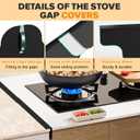 Stove Gap Covers, 2 Pack Stainless Steel Stove Gap Filler, Heat Resistant Oven Gap Filler Adjustable Length 13.8" to 27.5", Range Trim Kit Non-Slip Stove Guard Between Stove Top & Counter - Black