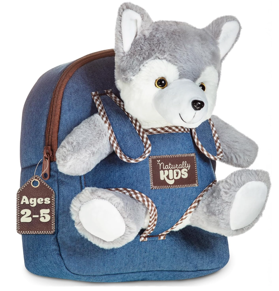 Naturally KIDS Toddler Backpack w Dinosaur Toys for Kids 2-4, 2 Year Old Boy Birthday Gift, 3 Year Old Boy Gift Girl, Toddler Dinosaur Toy