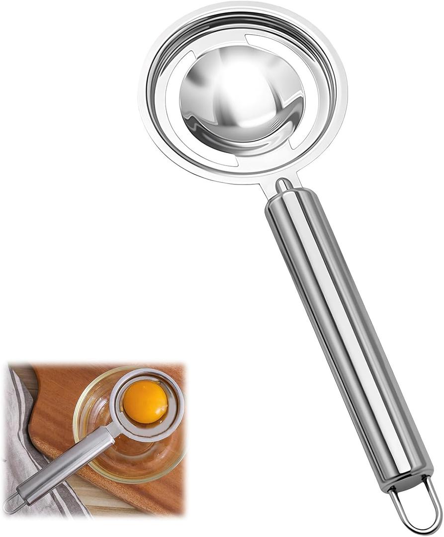 Egg Separator for Raw Eggs- Stainless Steel Egg Yolk Separator, Kitchen Gadget with Hanging Hole Design, Easy to Clean, Dishwasher Safe, Easily Separates Eggs Whites and Yolks