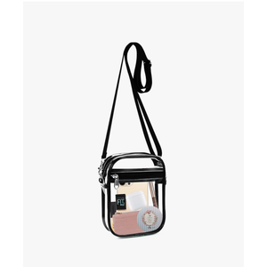 Fibrdoo Clear Crossbody Purse Bag, Clear Bag Stadium Approved with Front Pocket for Concerts Sports Festivals