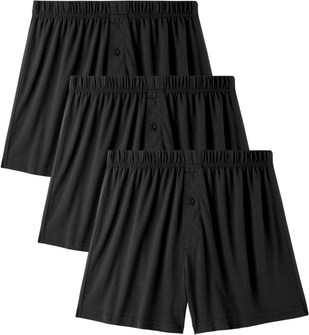 BAMBOO COOL Men's Boxers Durable Comfortable Boxer Shorts for Men Loose Ultra-Soft Men's Underwear (3 or 5 Pack)