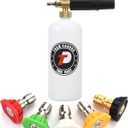 Tool Daily Foam Cannon with 1/4 Inch Quick Connector, 1 Liter, 5 Pressure Washer Nozzle Tips