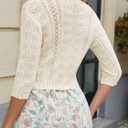 JOKELAMB Women's Bolero Shrug Cropped Cardigan Knit Sweaters Open Front Casual Elegant Jacket for Dresses (Beige) XL