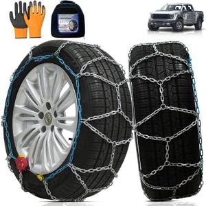 Heavy Duty AutoFixing Snow Chains Tire Chains for Light Truck, SUV & Pickup, Self-Tightening Design for Easy Installation, Titanium Alloy for Superior Durability,Set of 2(HRV-275,Auto-Trac)