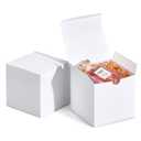 MESHA 4x4x4'' White Gift Boxes 50 PC Bulk Small Gift Box with Lids, Kraft Paper Boxes for Presents, White Bridesmaid Proposal Box for Packaging