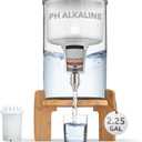 pH Recharge Glass Alkaline Water Filter Dispenser - Countertop Water Filter System - Purifier Pitcher for Home and Office - High pH Pure Drinking Water Filtration - 8.5L/2.25 Gal