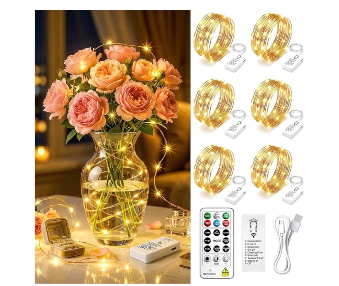 HXWEIYE 3 Pack Rechargeable Fairy Lights Battery Operated with Remote & DIY Timer, 7ft 20LED Mini Twinkle String Light for Mason Jar DIY Wedding Table Centerpieces Party Bedroom Christmas (Warm White)