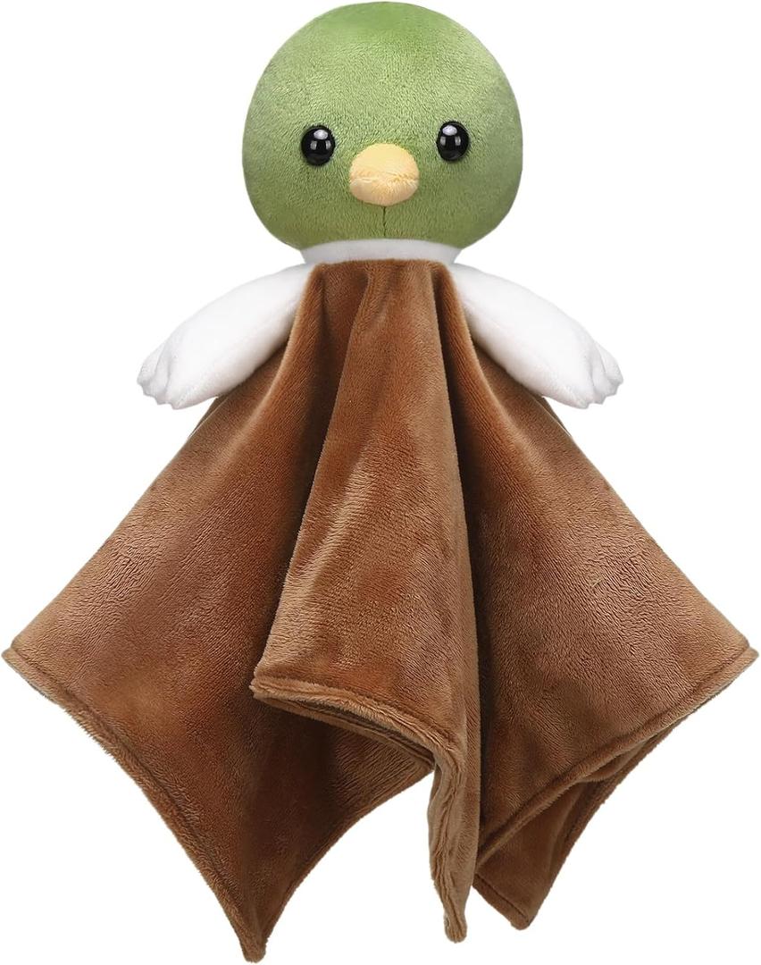 15 Inches Cute Mallard Duck Security Blanket Soft Mallard Duck Stuff Lovely Plush Sleeping Snuggle Gifts Nursery Baby Shower Decor for Newborn Toddler Stuffed Snuggle Toy Animal