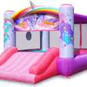 Action Air Bounce House, Princess Inflatable Bounce House with Blower, Pink Bouncy House for Girls, Flying Unicorn Theme Bouncy Castle, Durable Sewn and Extra Thick, Love for Kids
